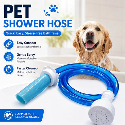 Pet Bath Tub Faucet Sprayer, 5 Ft Ultra-Flex Dog Shower Hose Adapter, Slip-On Pet Showerhead, No Install, Universal Size