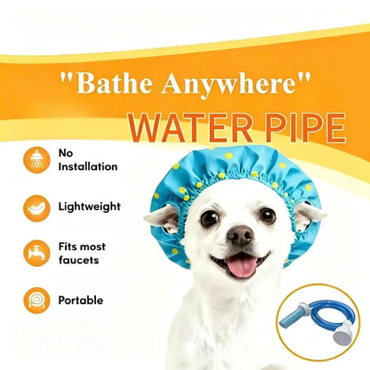 Pet Bath Tub Faucet Sprayer, 5 Ft Ultra-Flex Dog Shower Hose Adapter, Slip-On Pet Showerhead, No Install, Universal Size