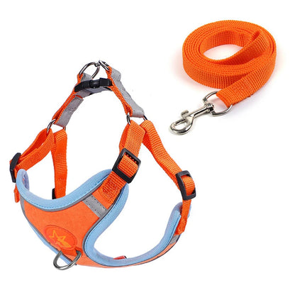 Small Medium Dogs Harness Vest Walking Traction Rope Reflective Straps, Soft Mesh Harness Breathable Pet Supplies